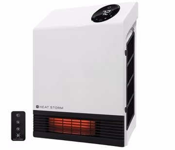 Heat Storm Deluxe Space 1000 Watt Infrared Wall Mount Electric Heater, White