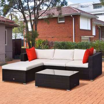 5PC Rattan Wicker Sofa Set Outdoor Patio Garden Sectional Furniture Cushioned