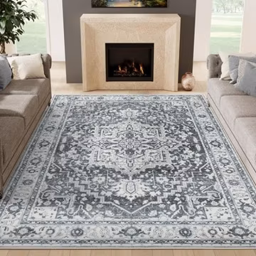 5x7 ft Area Rug Medallion Floral Washable Rug Non Slip Vintage Soft Carpet
