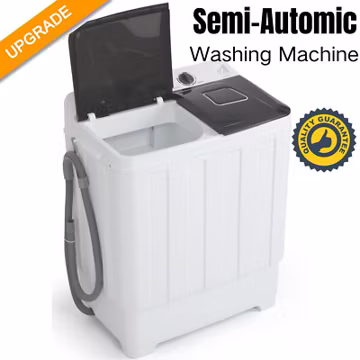 Semi-Automatic Washing Machine, 32lbs Twin-Tub Washer Dryer Combo w/ Drain Pump