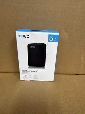 WD Elements 5TB Portable External HDD USB-C USB-Powered for Mac/PC Black (23C)