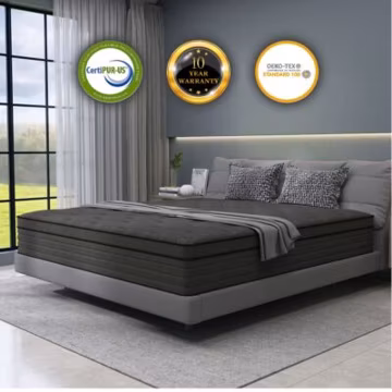 12"14" Mattress in A Box Hybrid InnerSpring Twin Full Queen King Size Cool Black