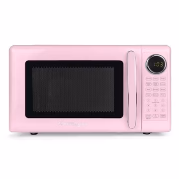 Nostalgia Retro Microwave Oven 0.7 Cu Ft 700W Countertop 8 Auto Cook, Pink, Sale
