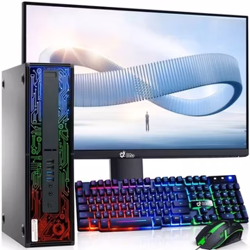 HP 800 G2 RGB Gaming PC i7-6th 16GB 512GB SSD 24” LED AMD RX-550 RGB-KB&M Wi-Fi