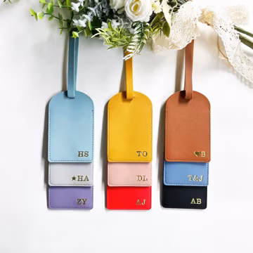 Personalized Vegan Leather Luggage Tag, Engraved Monogram Luggage Tag, Custom Luggage Tag, Suitcase Tag, Wedding Party Favors, Travel Gifts