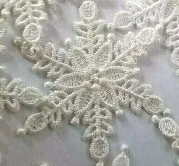 Craftbuddyus 10pcs 3 inch White Lace Fabric Flower Snowflake Patches, Craft, DIY, Trim