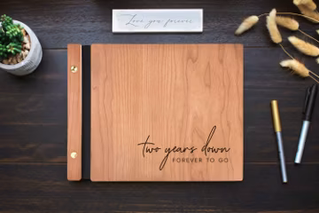 2nd Anniversary Album, Wedding Anniversary Journal, Bamboo Album, Personalized Scrapbook, Wood Wedding Anniversary Ideas, Anniversary Book