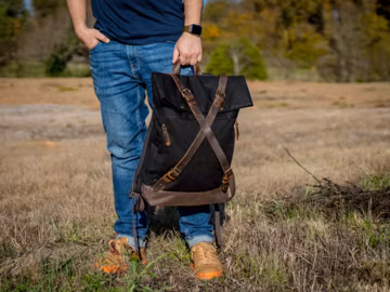 Large Backpack, Full Grain Leather and Wax Canvas Rucksack, Backpack for Men, Laptop Bag, Unisex Black Backpack, Minimalist Backpack