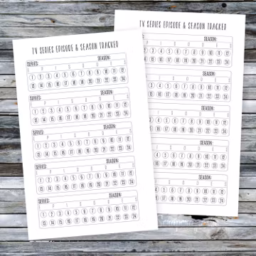 TV Series Episode & Season Tracker Planner Printable Insert Refill A5/Half Page Size - Filofax, Kikki K