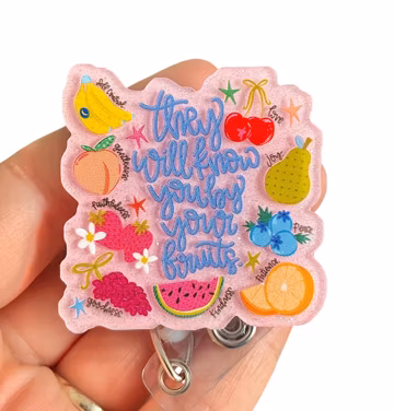 By their fruit you will know them strawberry badge reel - Nurse badge pull - Coworker gift - Office accessories