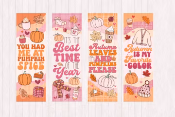 Autumn Leaves & Pumpkins Bookmarks: Fall Printable (Digital Download)