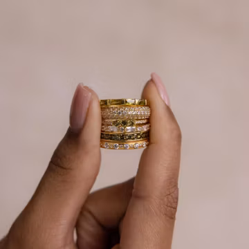 Peridot Ring Set by Caitlyn Minimalist • Set of 3: Vintage Peridot & Diamond Stacking Rings in Gold • Dainty Jewelry • Gift for Wife • RR157