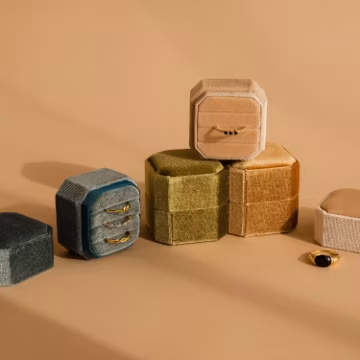 Square Velvet Jewelry Box by Caitlyn Minimalist • 1, 2, & 3 Slot Ring Box, Perfect for an Engagement Ring • Proposal Box • Girlfriend Gift