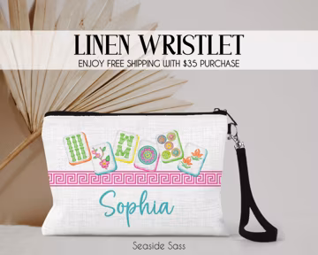 Personalized Mahjong Bag, Personalized Mahjong Zipper Pouch, Mahjong Accessory Bag, Game Accessory Bag, Mahjong Gift, Mahjong Lover, Mahjong