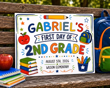 Editable First Day of Second Grade Sign, Back To School Photo Prop (Digital Download)