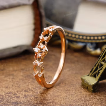 Vintage Moissanite Wedding Band,Moissanite Promise Statement Ring,Womens Bridal Ring,Handmade Ring,Anniversary Gift for women
