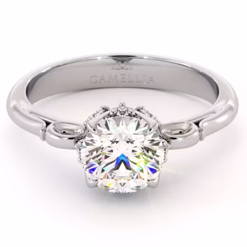 Floral Lab Grown Diamond Engagement Ring: Petal Crown, Side Accents