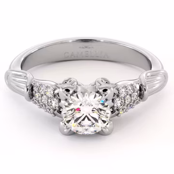 Duo Petal 14K Gold Engagement Ring Lab Diamond Ring