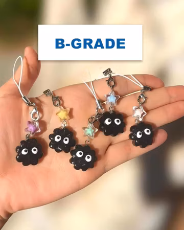B-GRADE Sparkly Soot Sprite Phone Charms, Handmade Polymer Clay Accessory, Studio Ghibli Anime Gifts- Discounted Price!