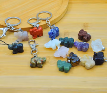 Natural stone elephant pendant Keychain,spiritual elephant keychain phone charm,Elephant Gift,Bag Accessory,birthday gift idea,safe travels