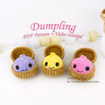 Dumpling & Steamer Crochet Pattern, The Viral No Sew Dumpling Plushie Pattern, Beginner Crochet, Amigurumi Tutorial, Kawaii Plush Tutorial