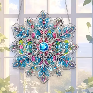 Colorful Snowflake Sun Catcher DIY Kit – Double Sided Diamond Painting Set
