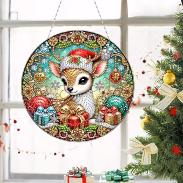 Christmas Fawn DIY Diamond Painting Kit – Double Sided Sun Catcher