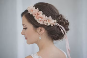 Bridal Headpiece Champagne and Blush Flower Crown Wedding Flower Crown Head Wreath Wedding Hair Crown Boho Hair Garland