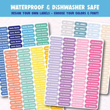 Back to School Labels - Dishwasher Safe Labels, Personalized Kids Name Labels for Daycare, School Supplies, Durable Name Sticker, Waterproof