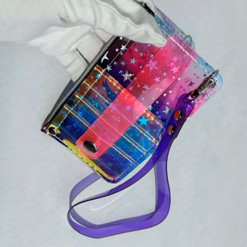 Holographic Wallet Ombre Vinyl Star Glitter Y2K Rave Wallet Cosmic Witch Aesthetic Wristlet Sparkly Card Holder Festival