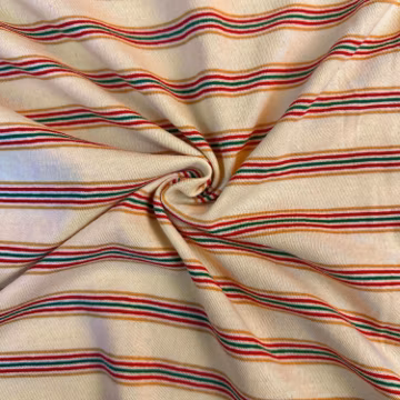 Striped Cotton Jersey Knit Fabric, Yellow and Green Stripe, 40% Cotton 60 Polyester 156 GSM, Soft Drapey Apparel Fabric, Sold by the Yard