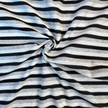 Striped Cotton Jersey Knit Fabric, Black and Gray and White Stripe, 60% Cotton 40 Polyester 123 GSM, Soft Drapey Apparel Fabric, Sold by the