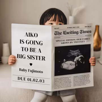 Big Sister Newspaper Pregnancy Announcement, Editable Digital Template, Sibling Reveal, Baby News, Expecting Joy