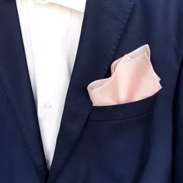 Pale pink cotton men's pocket square, Groom's accessory