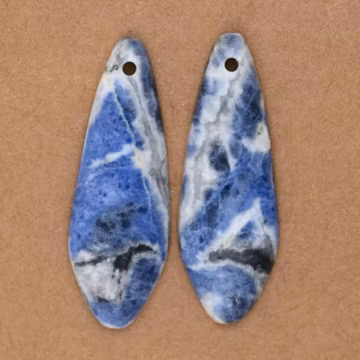 1 Pair/ Semi precious nature blue-veins gemstone earring pair, matched stone charms