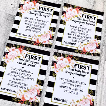 Funny Baby Shower Wine Labels: First Time Mom Gift (Set of 4)