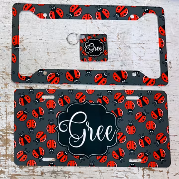 Lady bug License plate, personalized monogram car tag