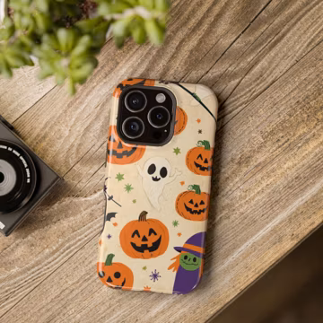 Magnetic Tough Phone Case, Purple Witch & Pumpkins, 5.png