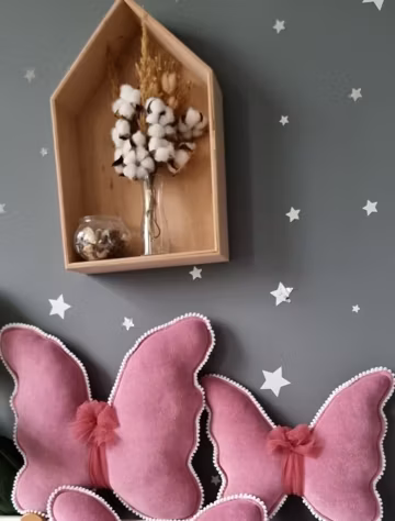 Butterfly pillow dry rose. Baby nursery decor Kids room decor. Baby shower gift Pregnancy gift. Pillow for Baby girl Decorative Baby Pillow