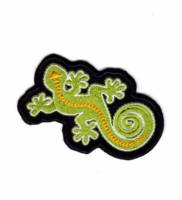 Embroidered Gecko Lizard Patch: Iron-On Desert Reptile Applique