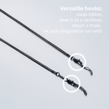 STRING LEATHER STRAP black | Glasses Strap for men & women | Genuine Unique Lightweight Durable Accessory