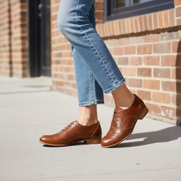 Lenox: Women's Tobacco Leather Oxford Brogues - Classic Wingtip Dress Shoes, Customizable