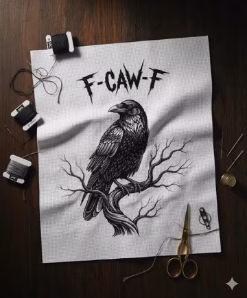 Gothic Raven Cross Stitch Pattern: Dark Fantasy Bird on Branch (PDF Download)