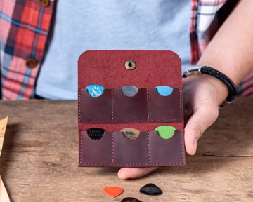 Leather Guitar Pick Holder, Guitar Pick Case, Leather Pick Bag, Gift for Guitarist, Guitar Accessories, Guitar Pick Sleeve