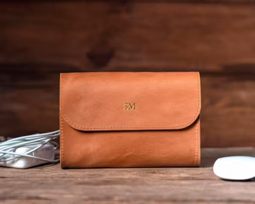 Handmade Leather Organizer Case for MacBook Charger and Mouse