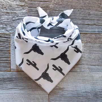 Longhorn Skull Tie On Dog Bandana