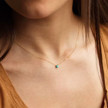 TINY TURQUOISE NECKLACE • Mini Turquoise Necklace • Birthstone Necklace, Delicate Necklace, Birthday Gift, Gemstone Necklace