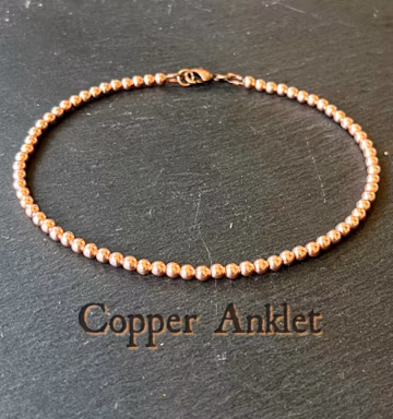 Genuine Copper Anklet // Wire + Clasp Anklet - Wonderfully Protective and Grounding - Choose from 3mm, 4mm, 5mm, 6mm or 8mm Beads