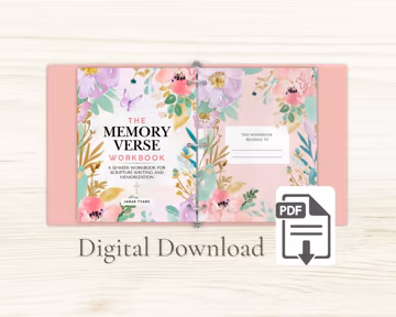 Memory Verse Workbook | Scripture Writing, Devotional Journal (PDF)