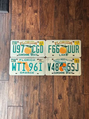 Florida choice of license plate, license plate Florida, Florida license plates, old Florida license plates, Florida 2001 2005 2006 2013